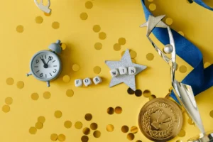 une image festive avec une médaille pour illustrer les meilleures structures pour faire un bilan de compétences à Cherbourg